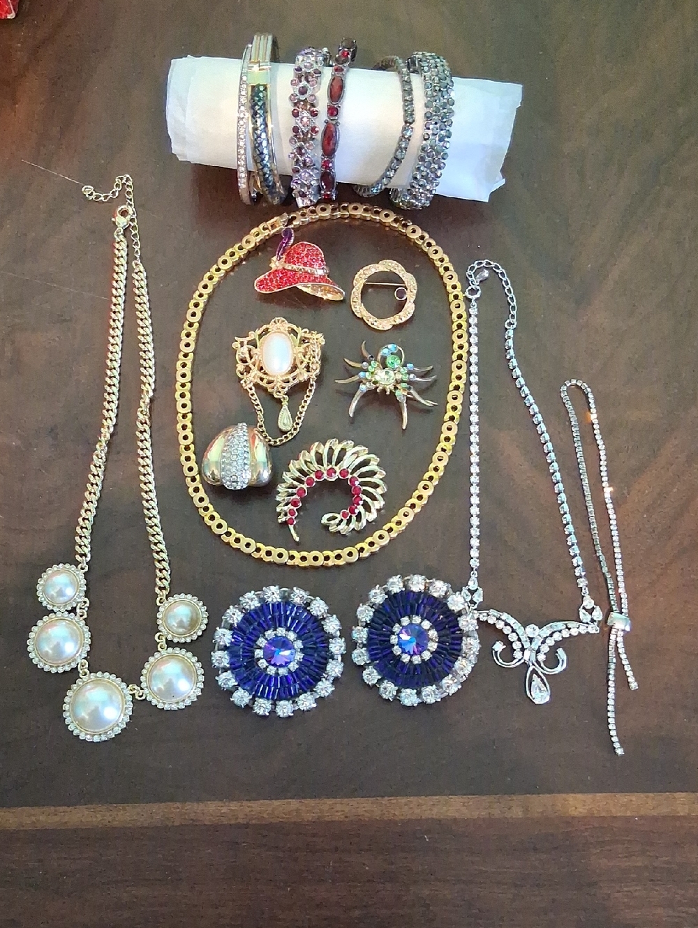 Mixed Metal Rhinestone Fashion Jewellery For  Use, Parts Or Repair 6037